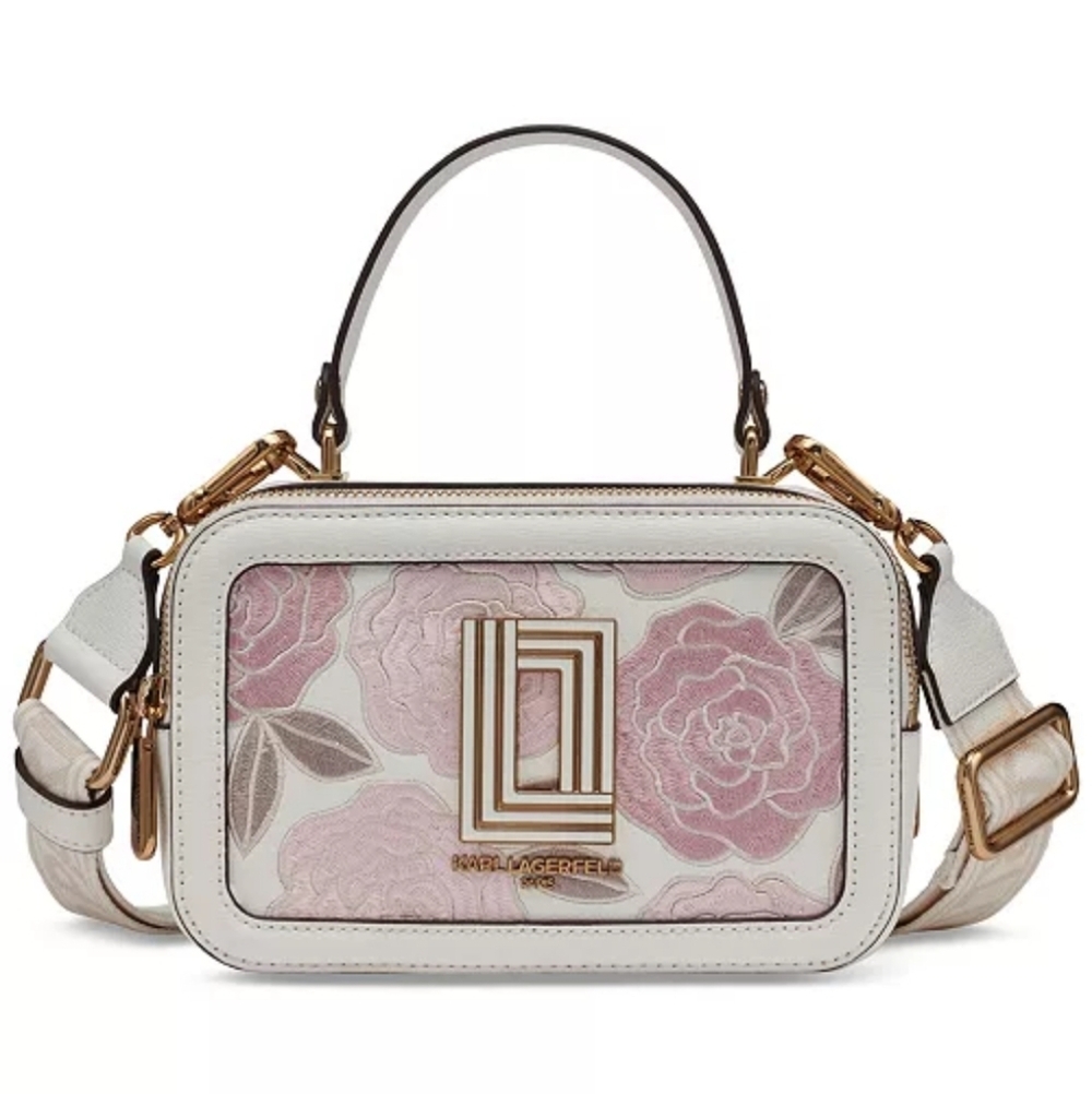 NWT Karl Lagerfeld Simone Floral Small Lunchbox Crossbody Bag